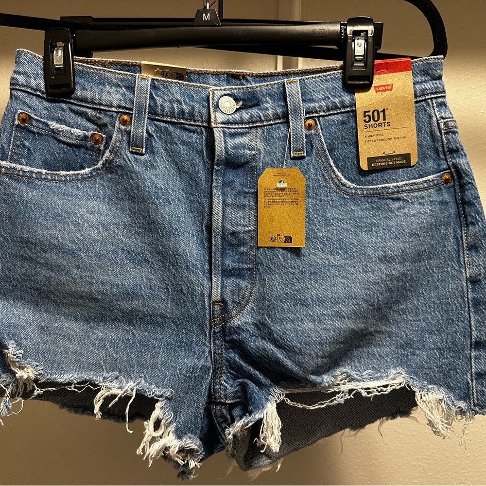Levi's Distressed Blue Denim Shorts